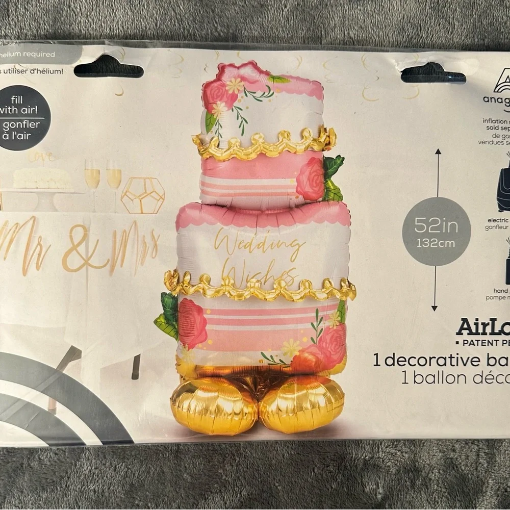 Wedding Decorations Engagement  Party Balloon Cake 4 Feet Pink Gold Foil Air
